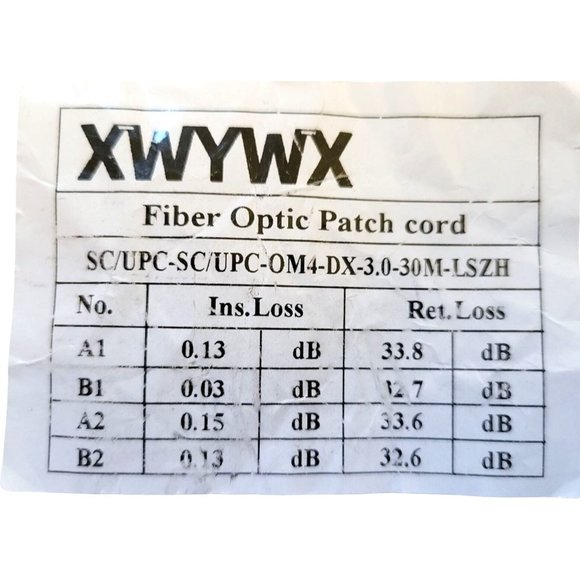 30M/99FT SC/UPC to SC/UPC MM OM4 DX LSZH 3.0mm Indoor Fiber Optic Patch Cord - Picture 4 of 5